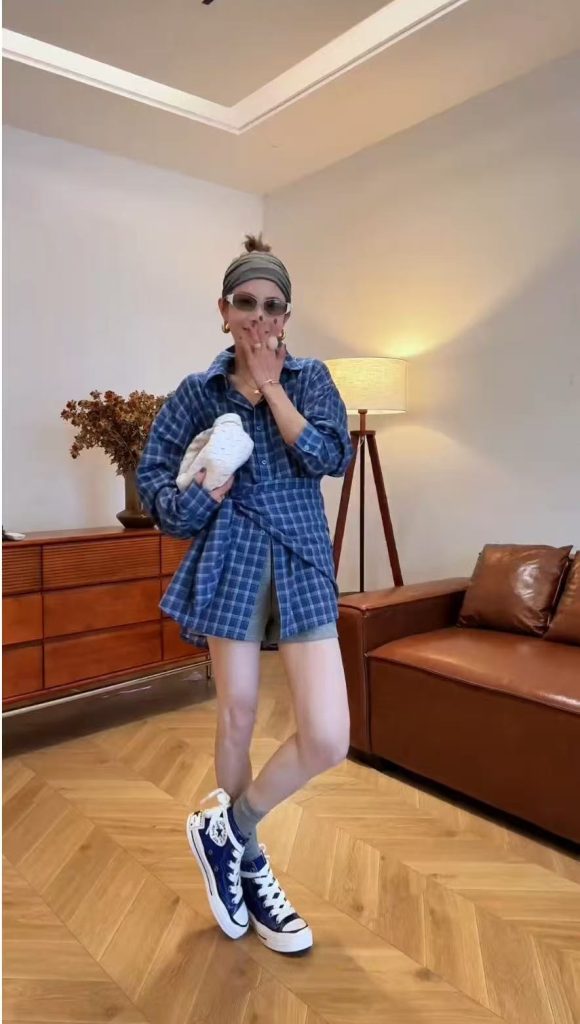 2025 Autumn New Retro Plaid Long Sleeve Collared Shirt Light Cardigan with Pants Set