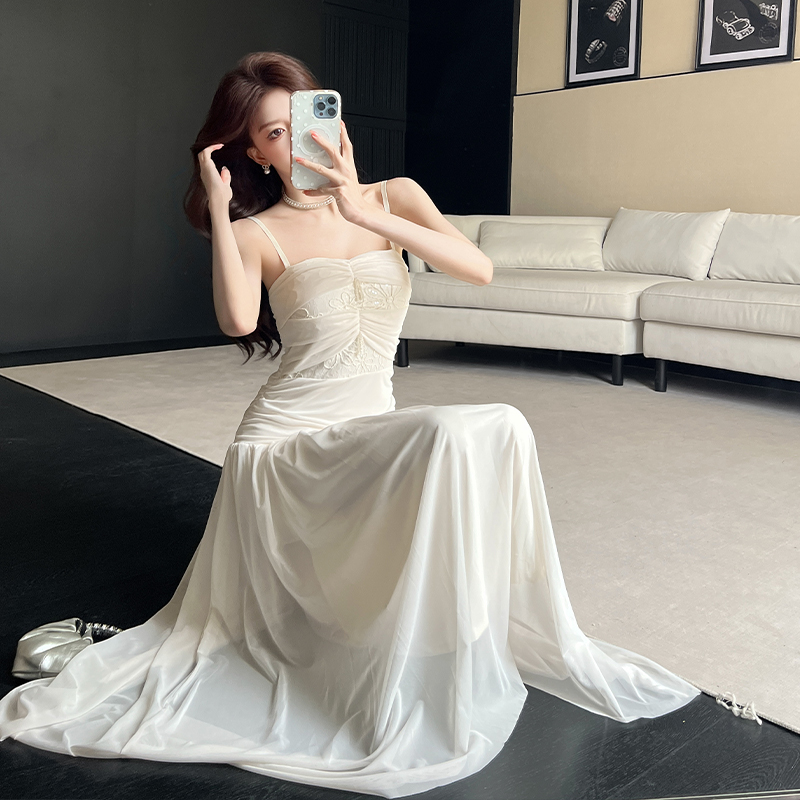 2026 Spring Summer Beaded Strapless Bodycon Long Dress for Women