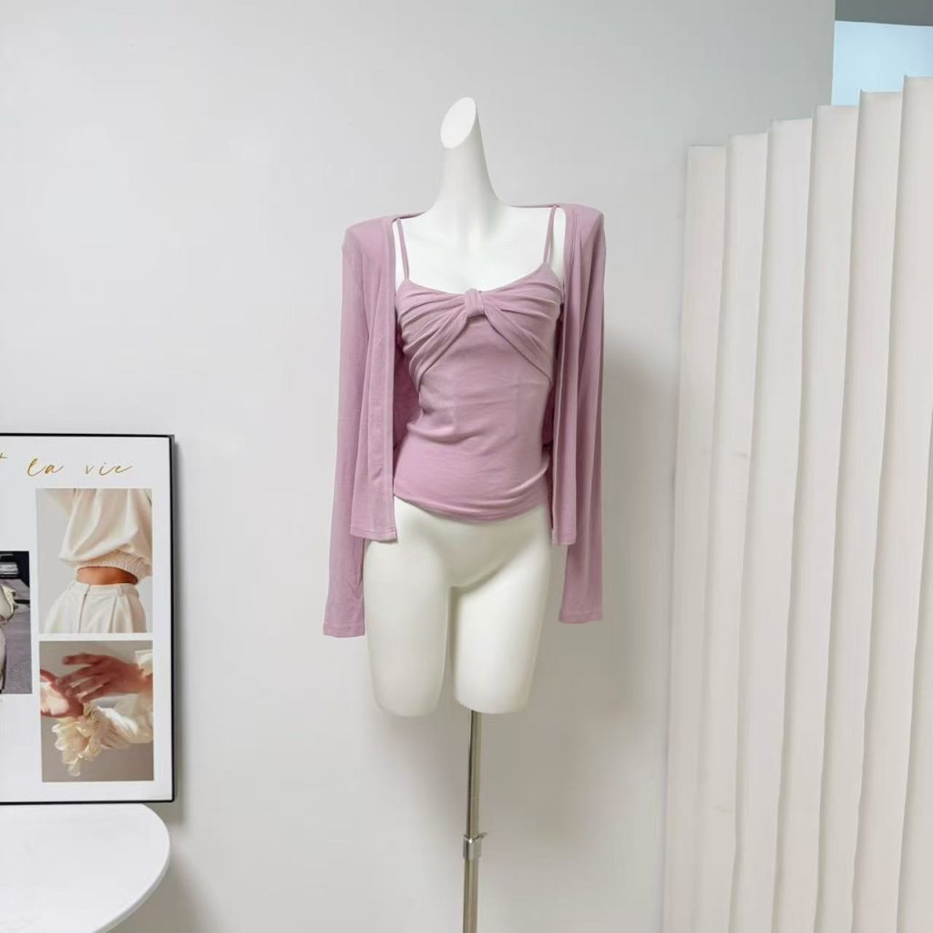 Women's Knit Cami and Cardigan Two-Piece Set with Padded Bust