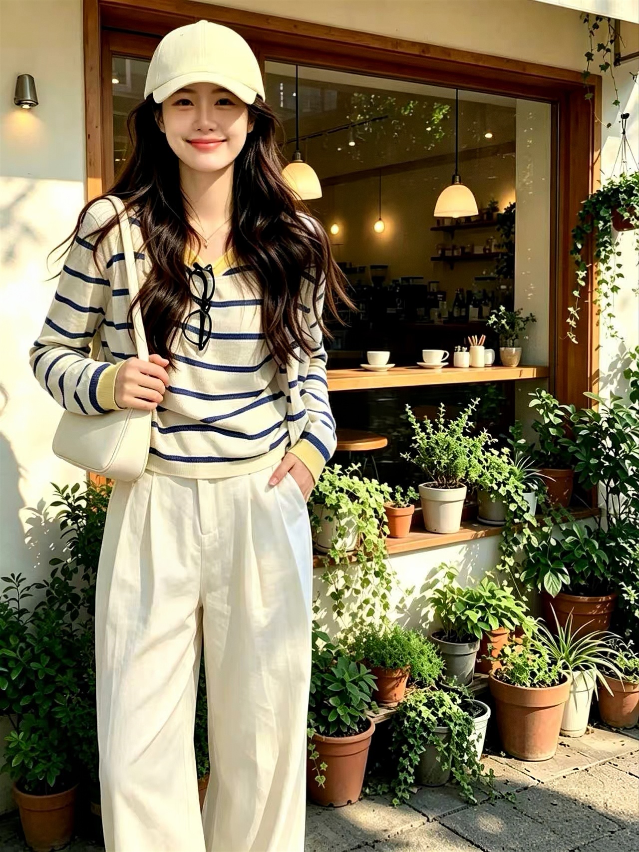Women's Color Block Striped Long Sleeve Sweet Chic Top Vest Cardigan T-Shirt Two-Piece Set - Image 3