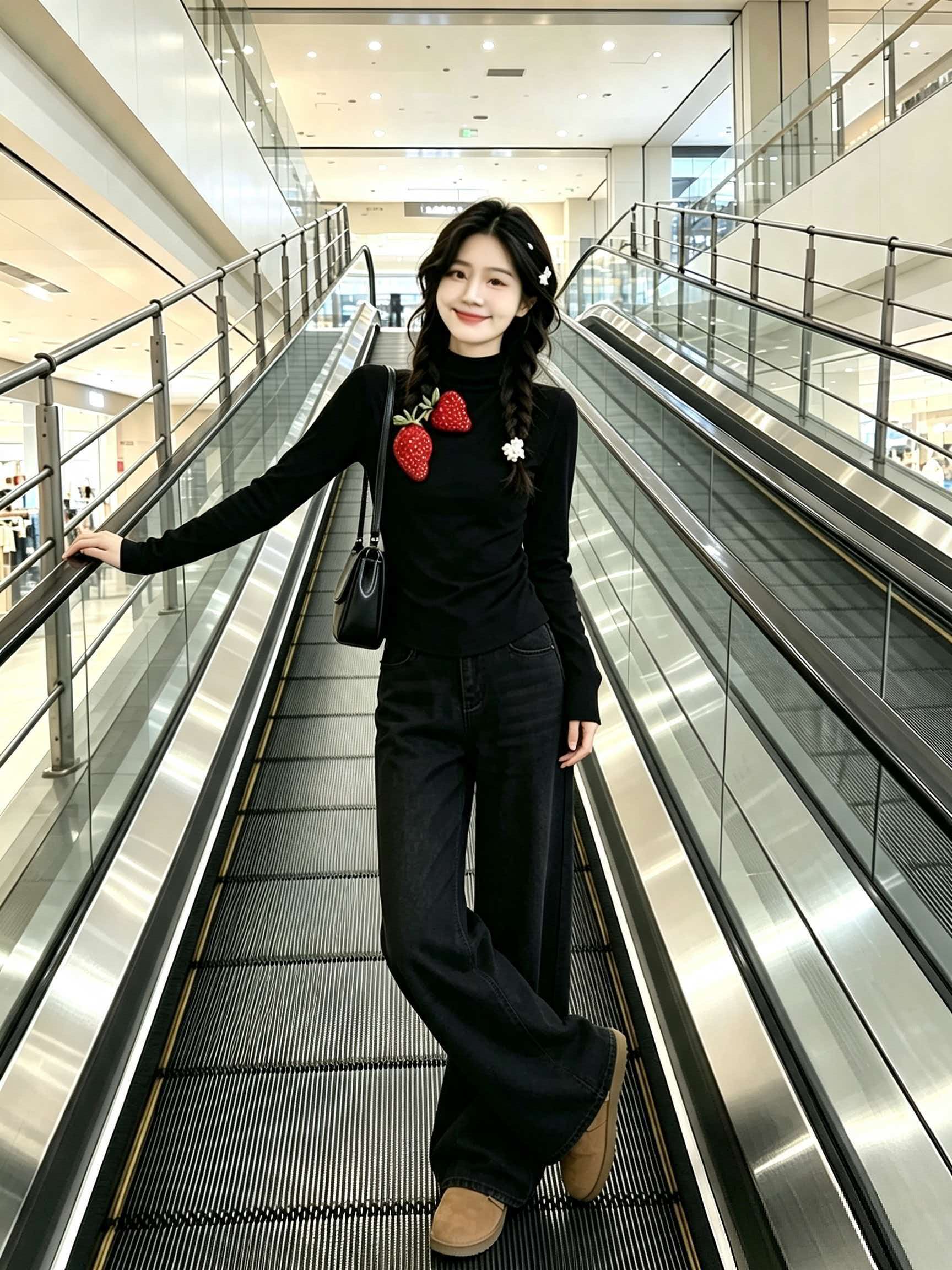 Early Autumn Black Half Turtleneck Knit Top 2026 Korean Style - Image 3
