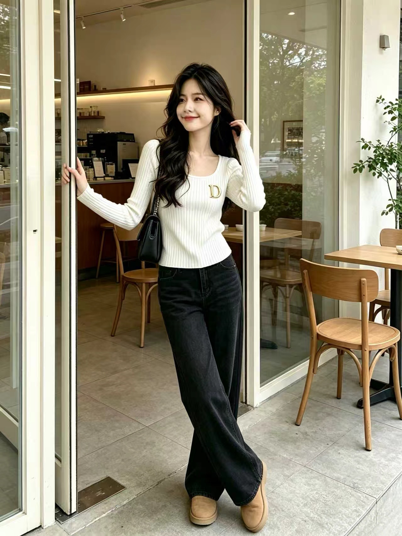 Women's 2026 Autumn White Knit Pullover Top - Image 3