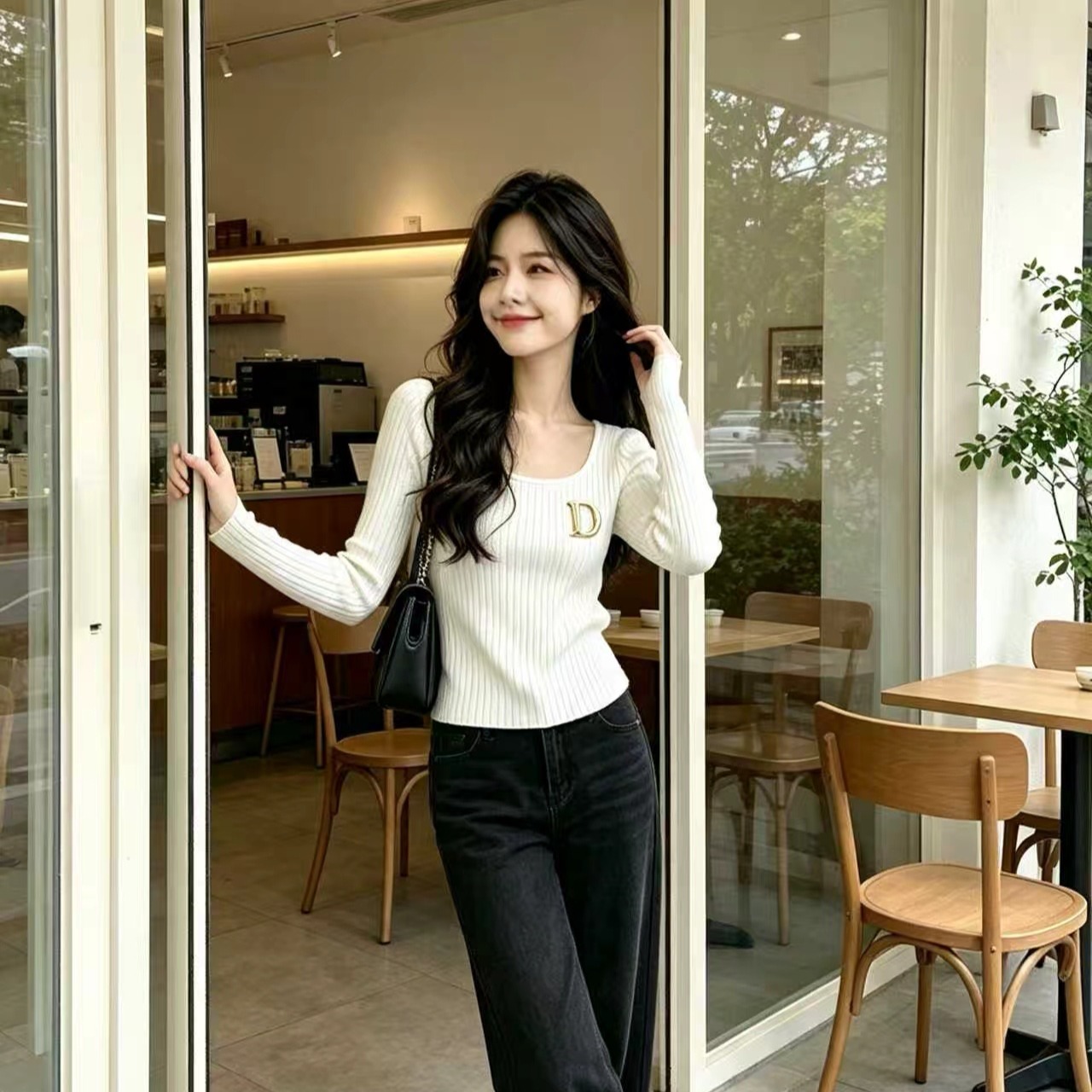 Women's 2026 Autumn White Knit Pullover Top - Image 4