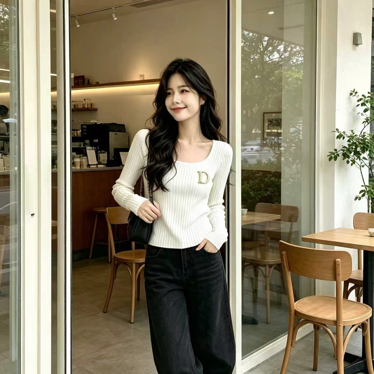 Women's 2026 Autumn White Knit Pullover Top - Image 5