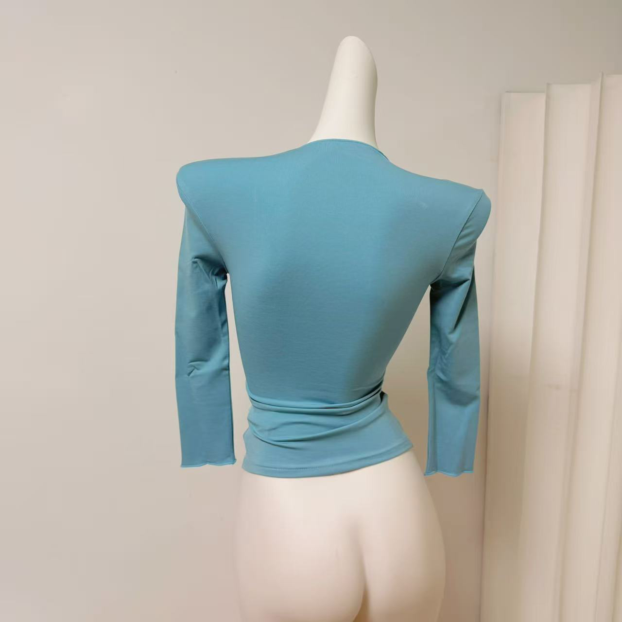 Women's Lyocell Round Neck Long Sleeve Soft T-Shirt with Waist Cinch for Spring and Autumn - Image 5